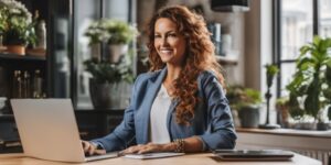 Woman on laptop at a desk