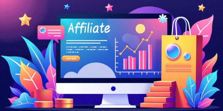 Colorful landing page design for affiliate marketing.