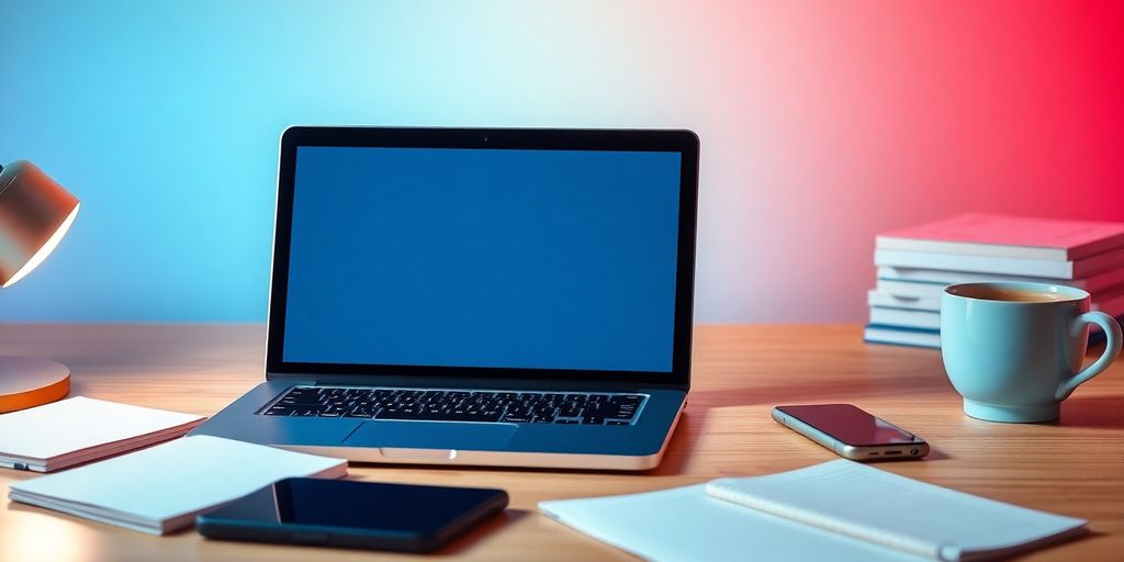 Laptop and coffee on a desk for affiliate marketing.