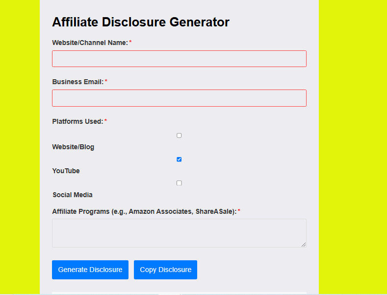 Affiliate Disclosure generator